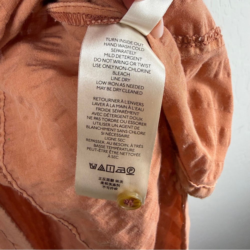 Pilcro and‎ the Letterpress Textured Henley Tunic Top Terracotta Orange Small - Picture 5 of 8